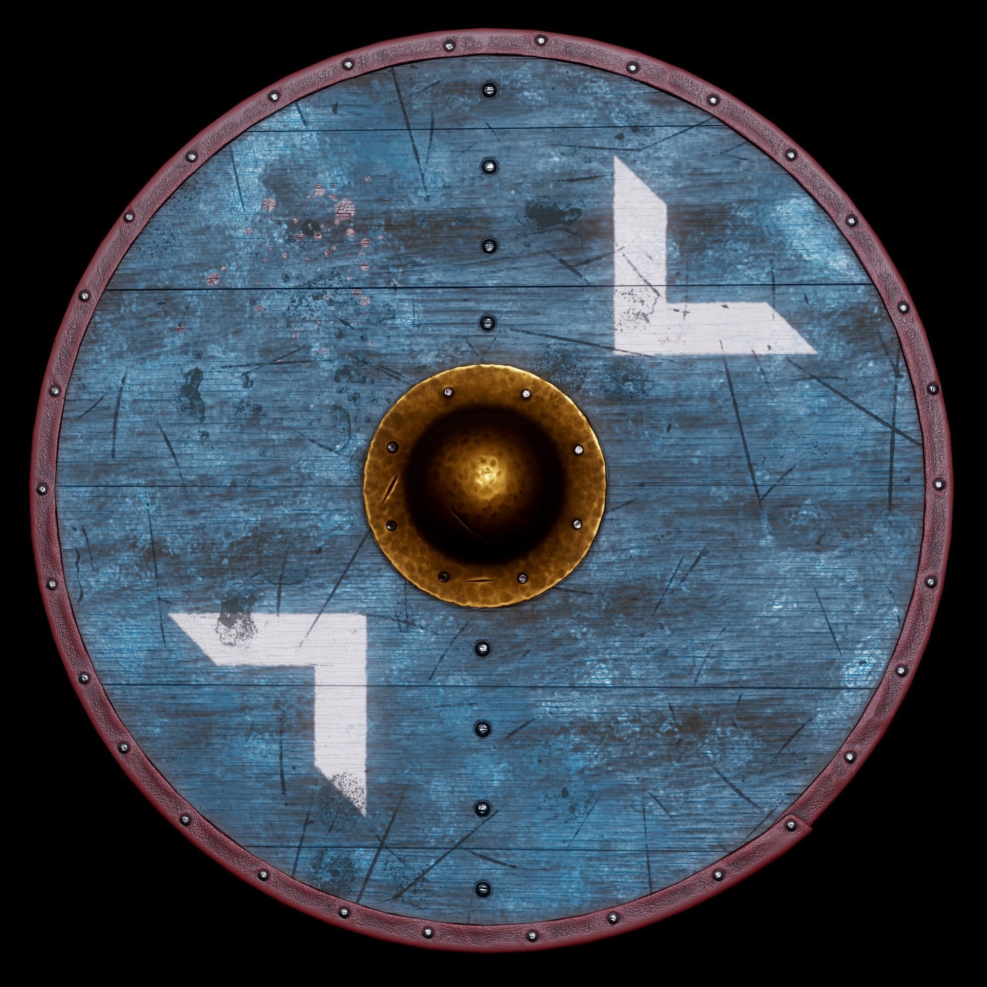 Viking shield Low-poly 3D model_3