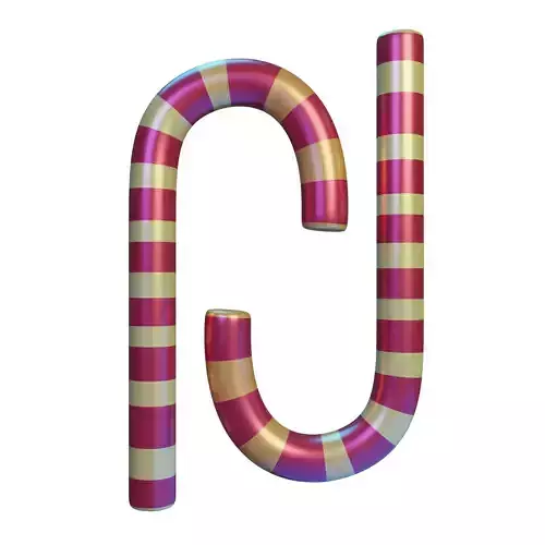 Candy Cane Low-poly 3D model