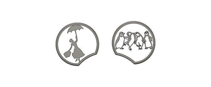 Mary Poppins Headband set with Mary Poppins and Penguins 3D print model