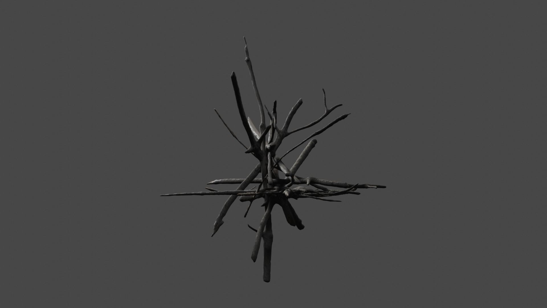 PBR bark ball scatter sticks heap Low-poly 3D model_2