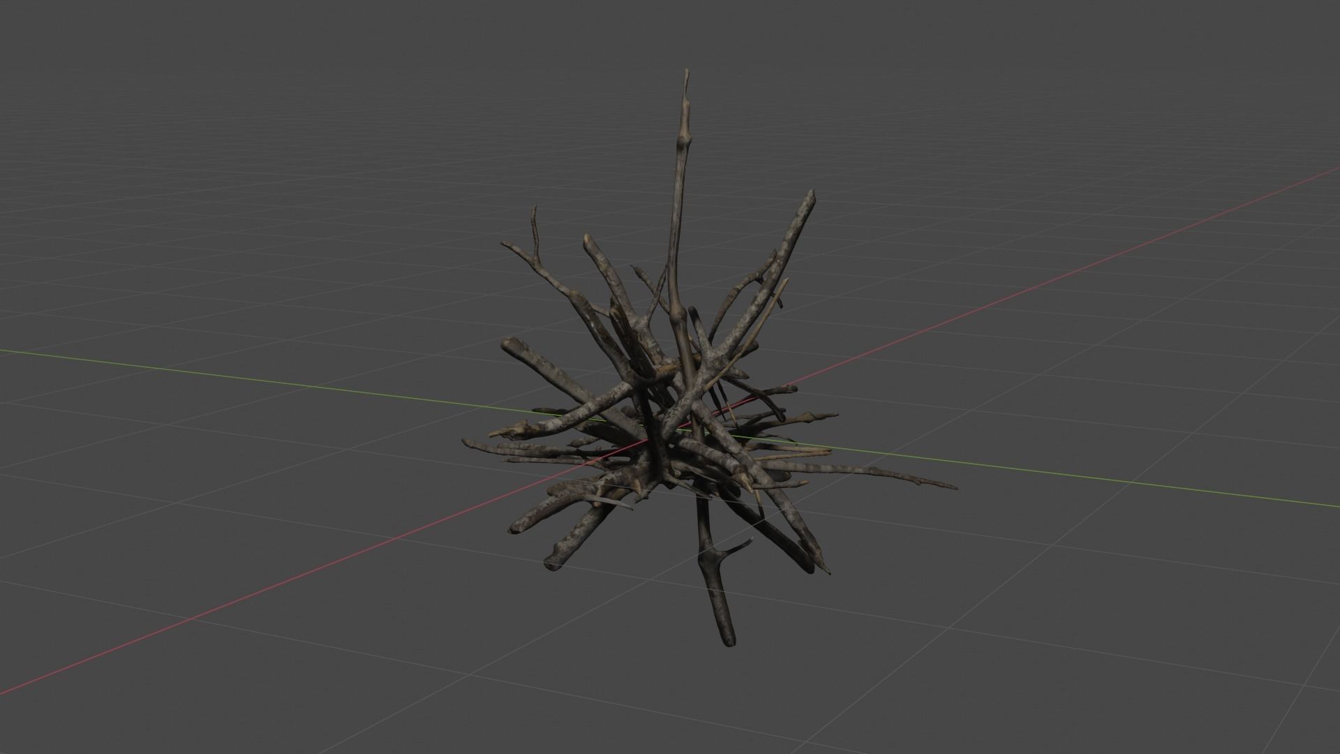 PBR bark ball scatter sticks heap Low-poly 3D model_7