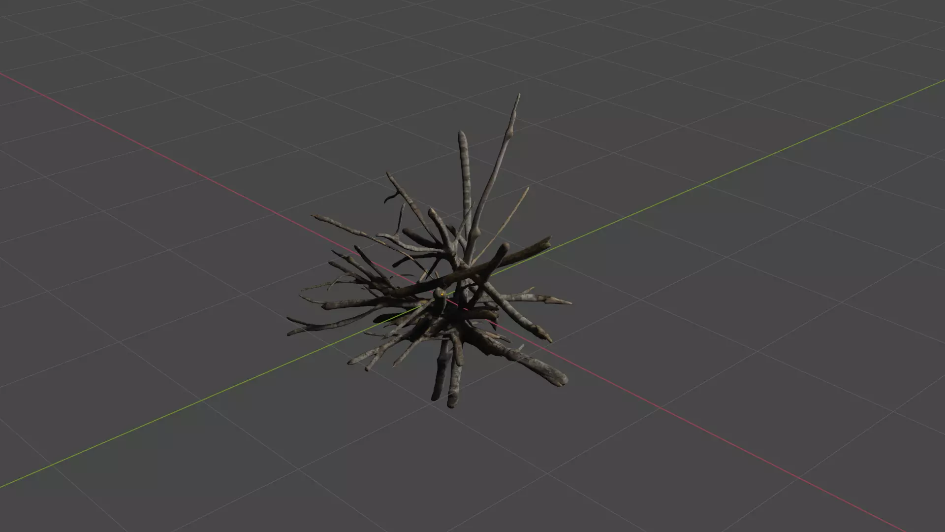 PBR bark ball scatter sticks heap Low-poly 3D model_0