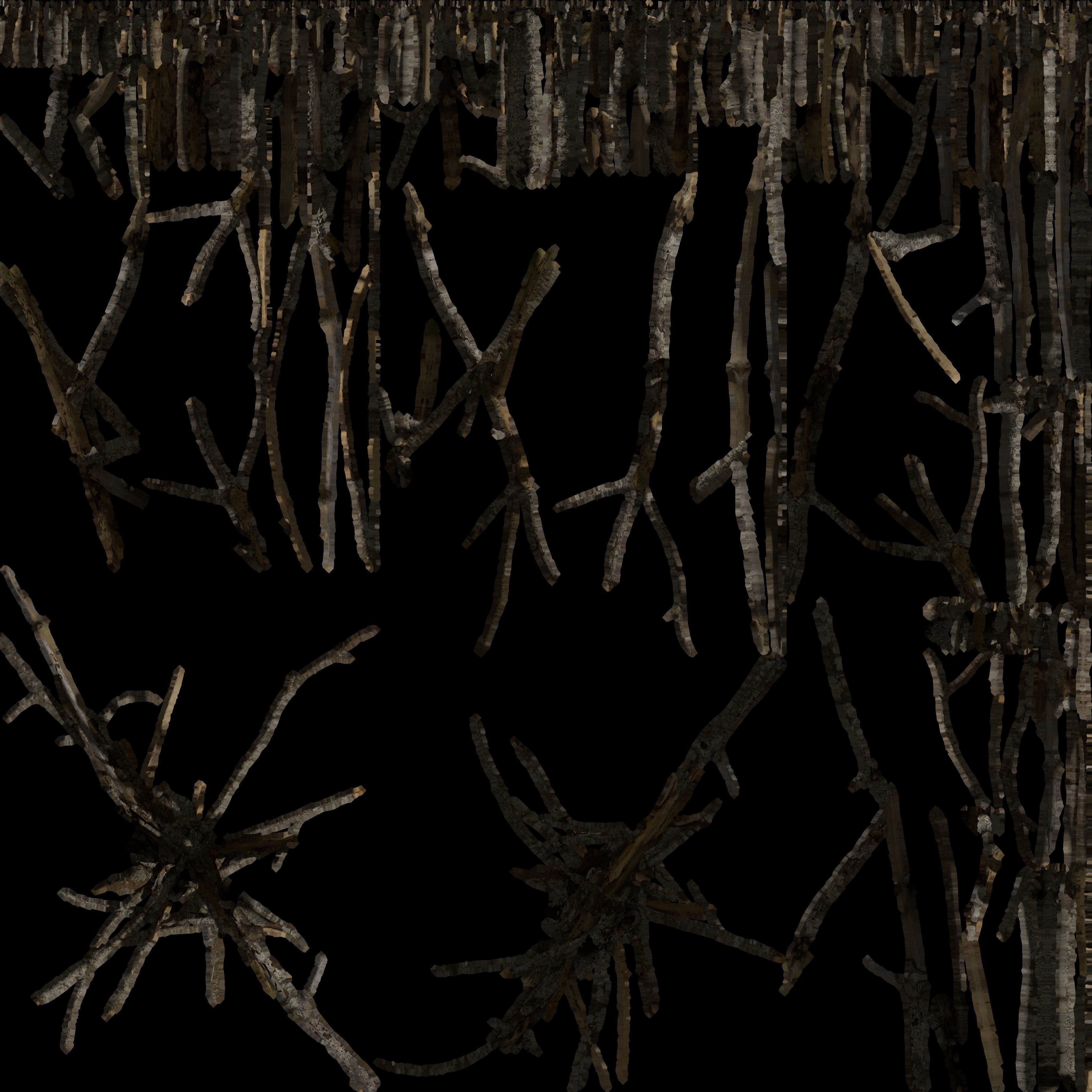 PBR bark ball scatter sticks heap Low-poly 3D model_6