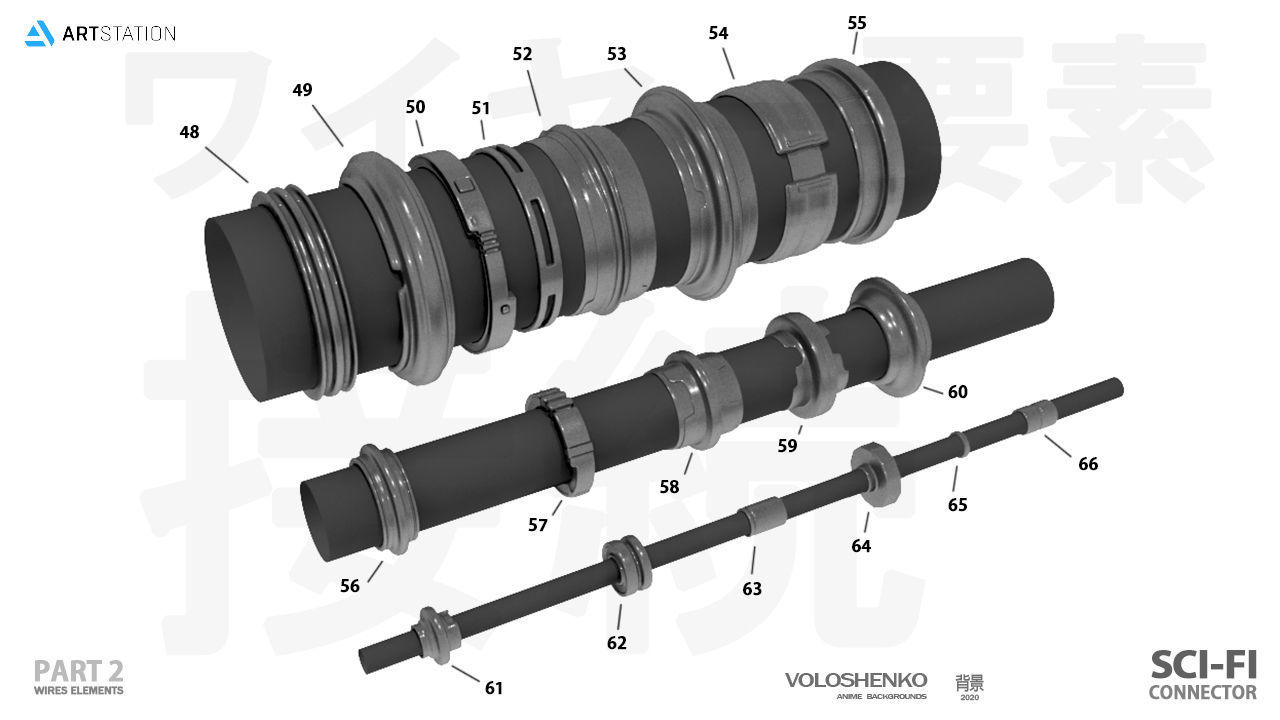 SCI FI WIRES ELEMENTS 3D model_4