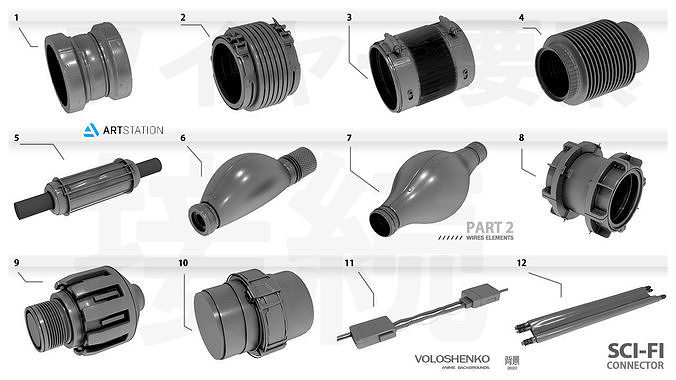 SCI FI WIRES ELEMENTS  3D model