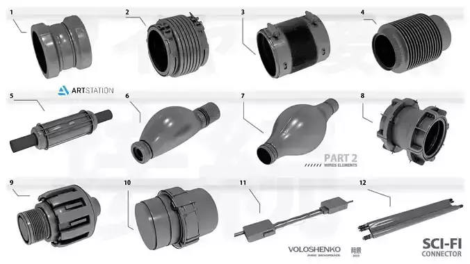 SCI FI WIRES ELEMENTS 3D model SCI FI WIRES ELEMENTS 3D model