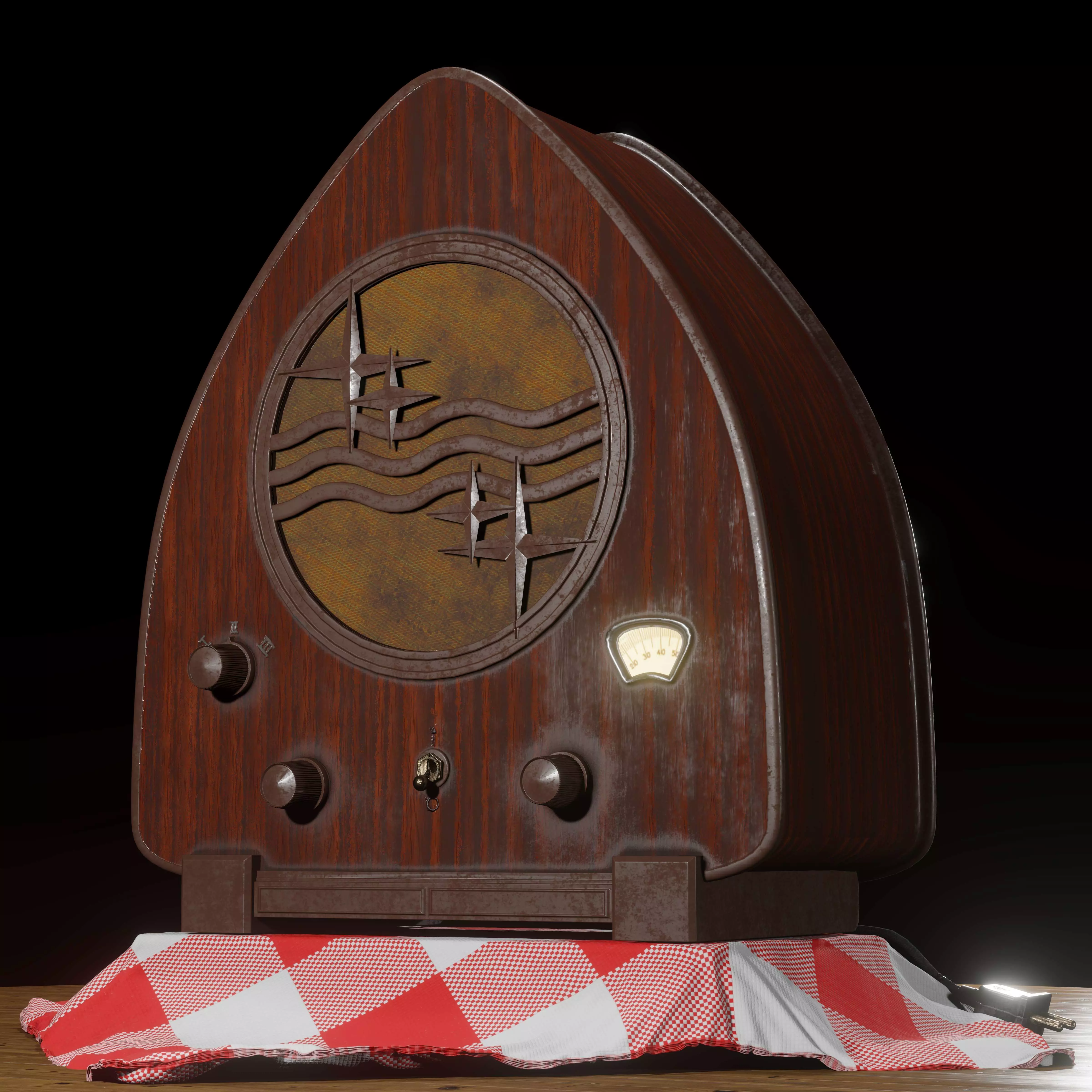 Philips art deco radio 3D model_0