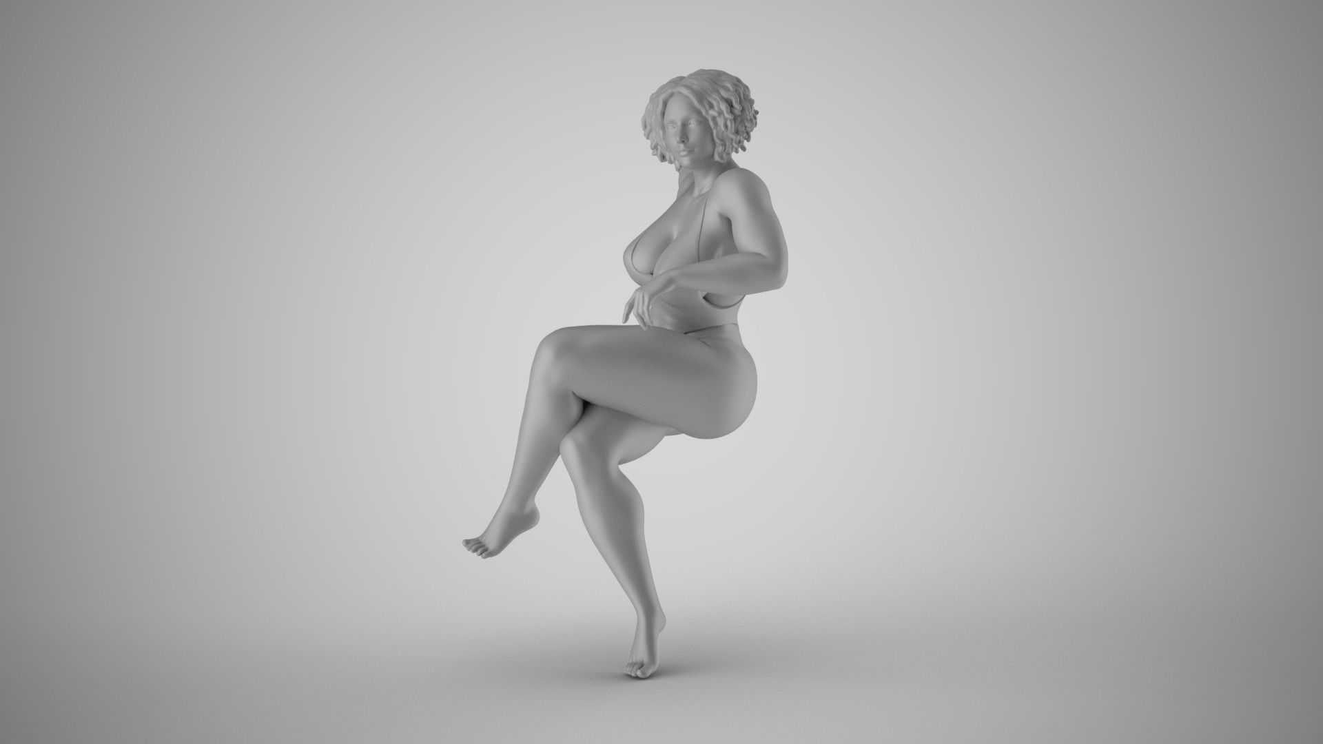 Girl Sitting in Club 3D print model_1