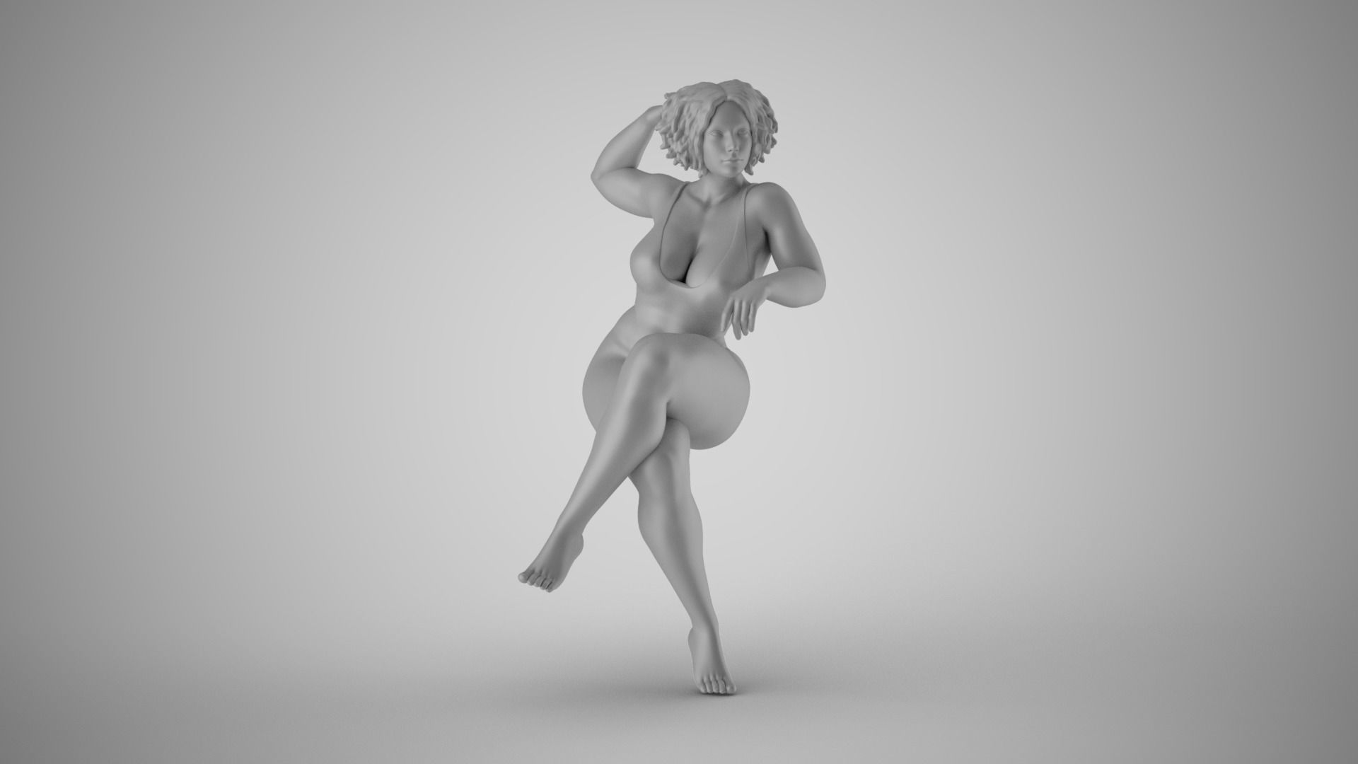 Girl Sitting in Club 3D print model_2
