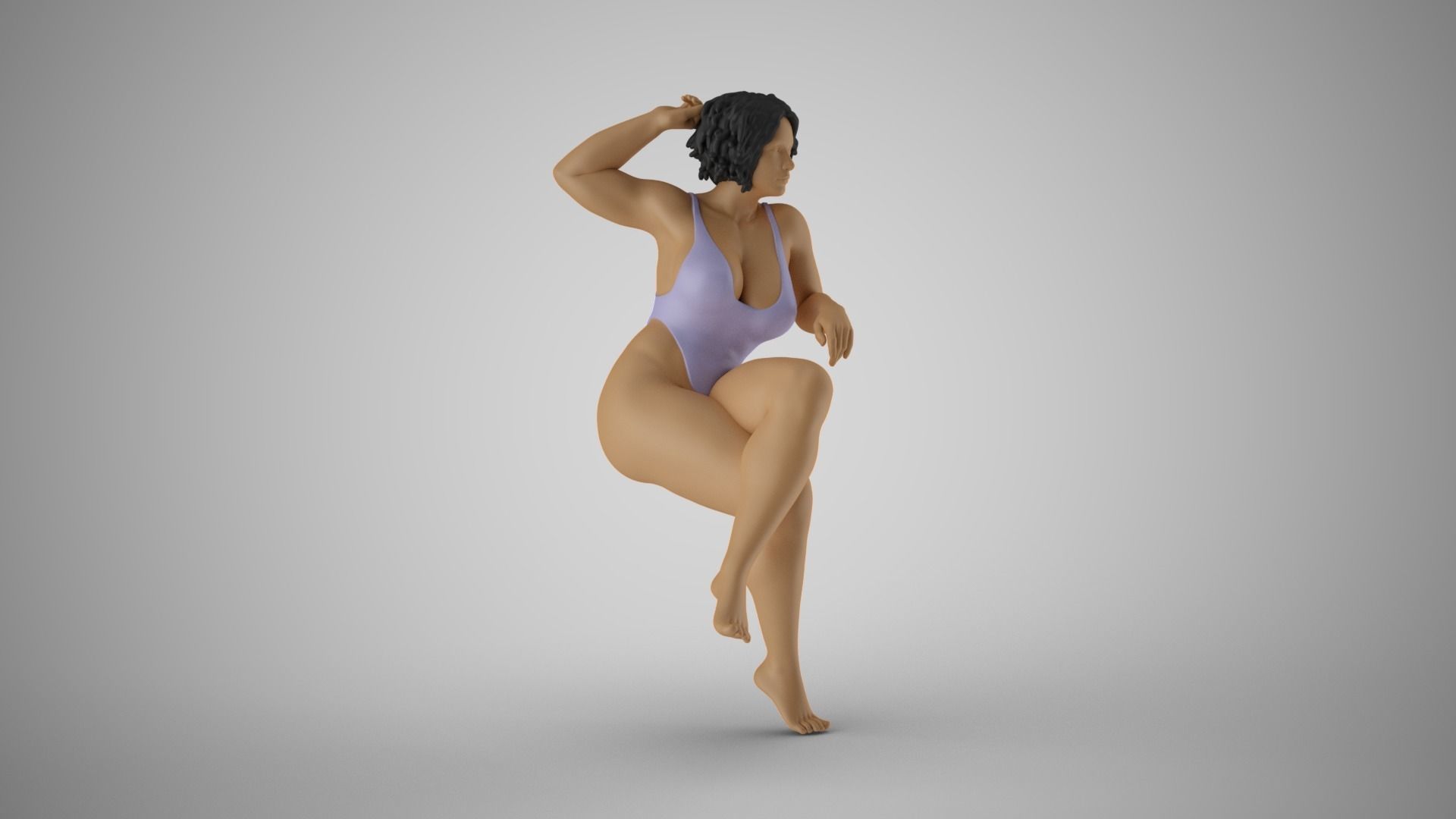 Girl Sitting in Club 3D print model_4
