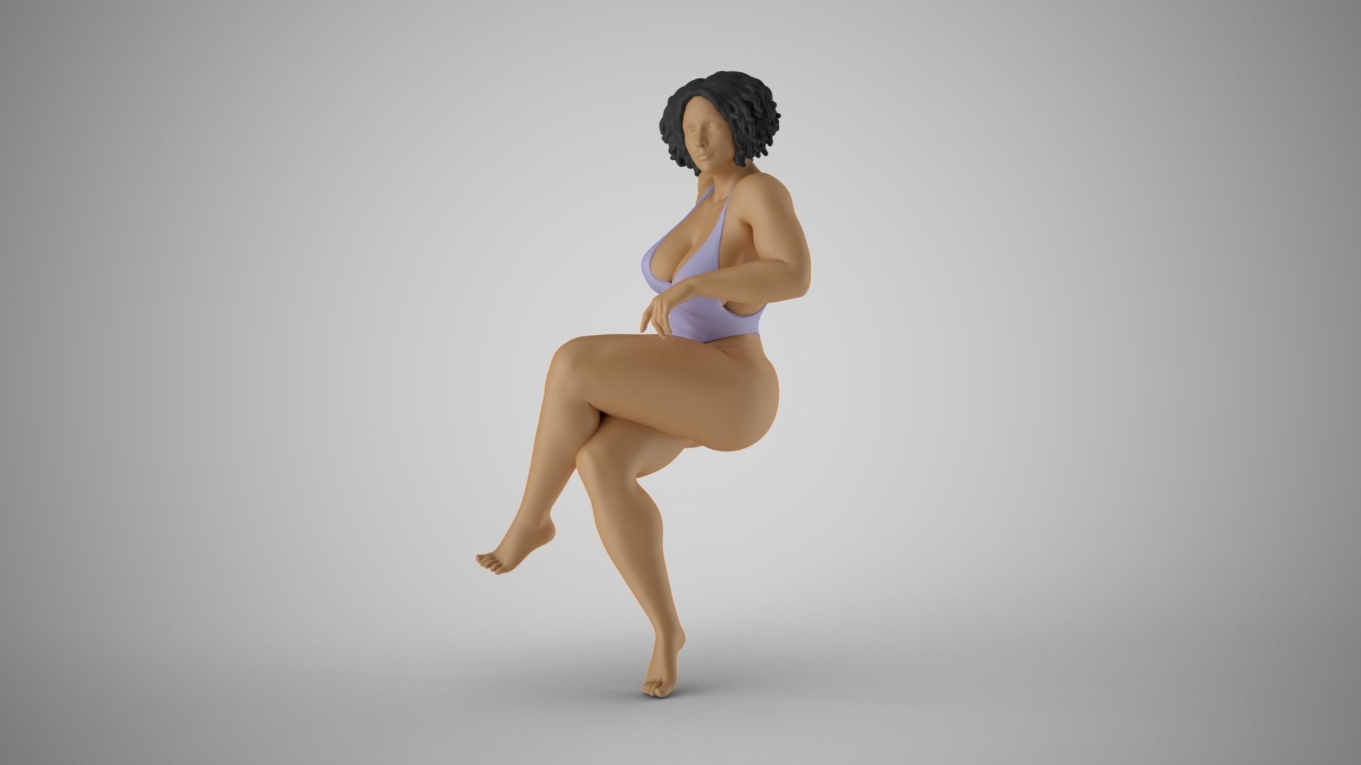 Girl Sitting in Club 3D print model_10