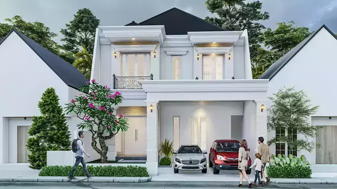 Scene lumion 10 classic design facade and 3d exterior model