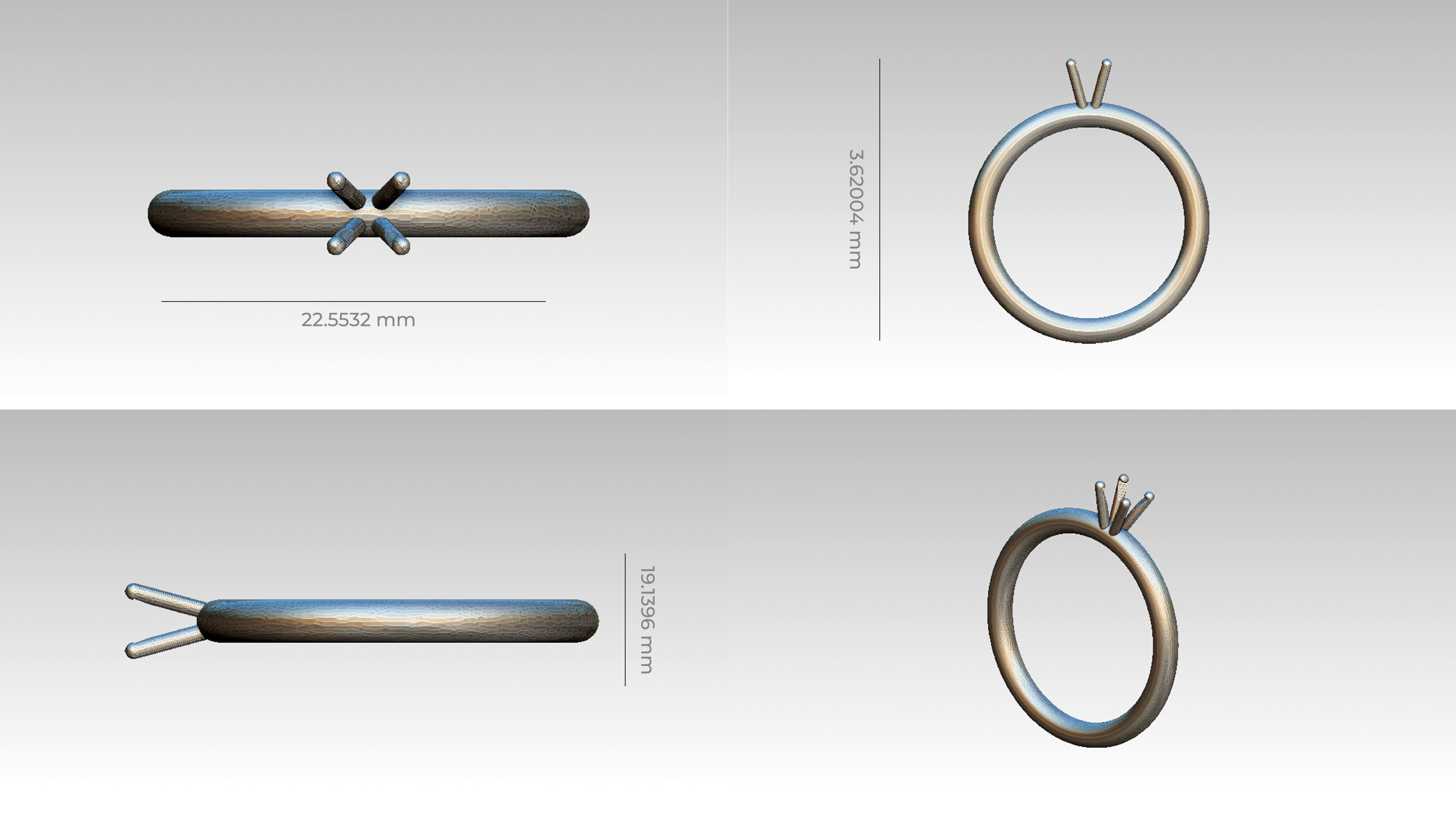 Solitario ring 3D print model_4