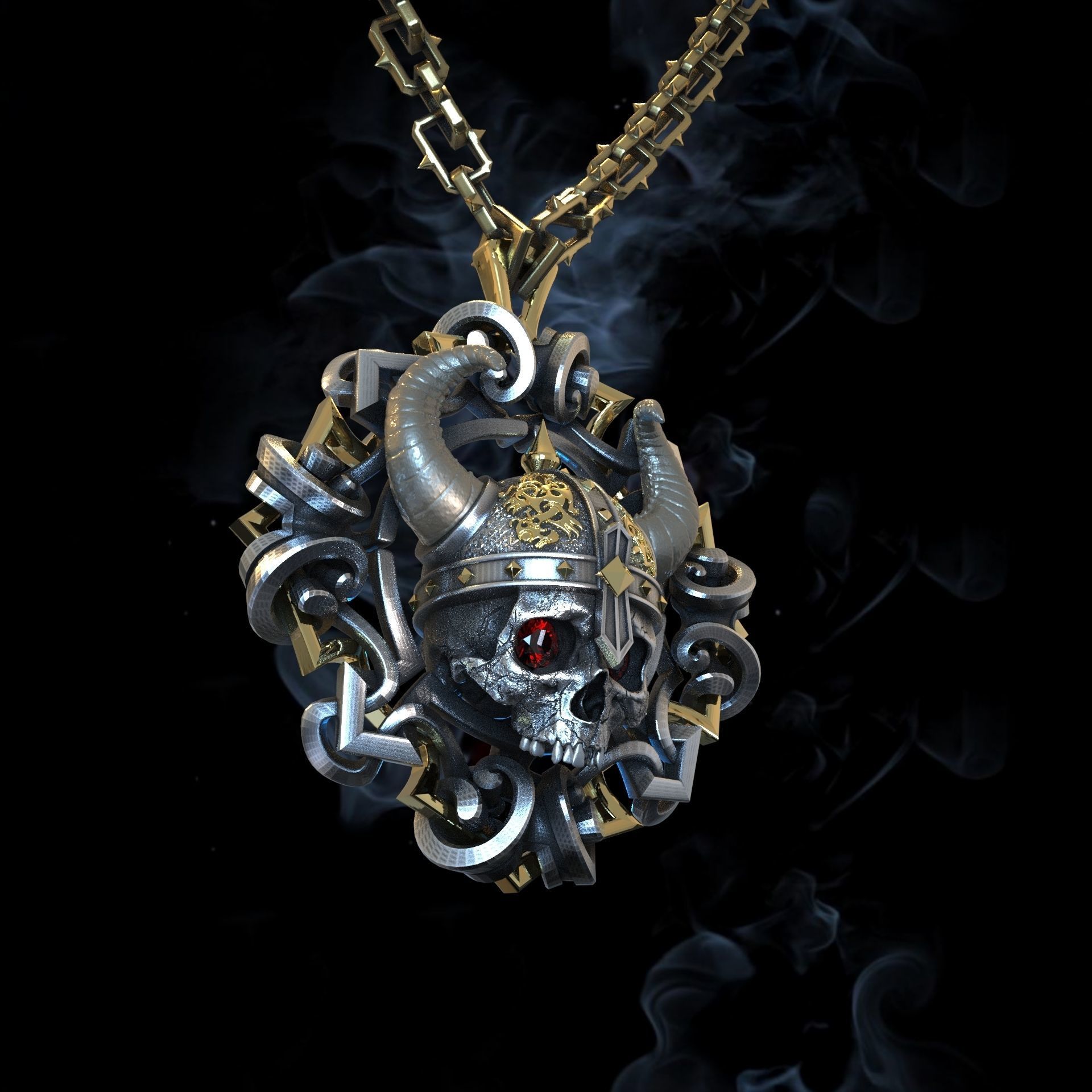 Viking pendant 3D print model_7