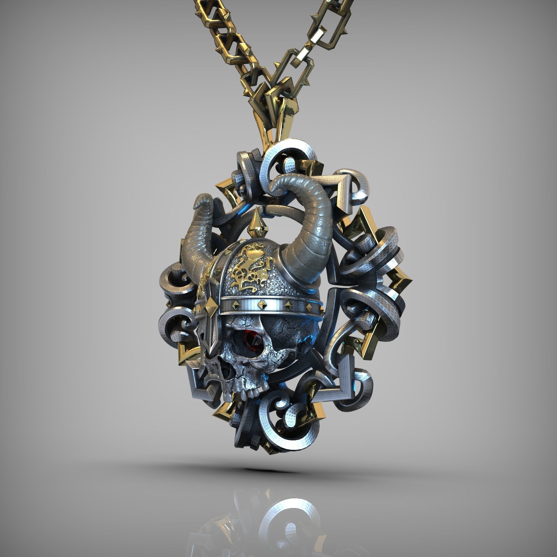 Viking pendant 3D print model_3