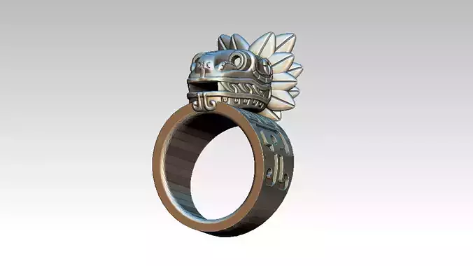 Quetzalcoatl ring with indian head