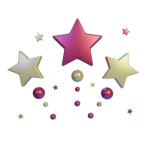 Fireworks 3D Model group of stars and balls Low-poly 3D model