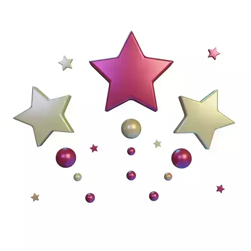 Fireworks 3D Model group of stars and balls