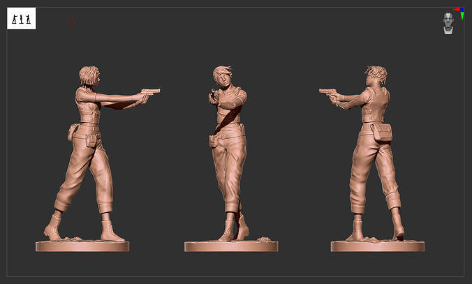 Resident Evil Rebecca Chambers aiming 3D print model