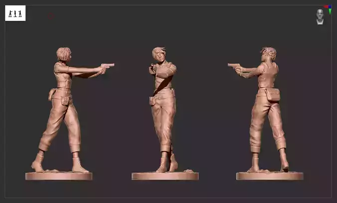 Resident Evil Rebecca Chambers aiming 3D print model