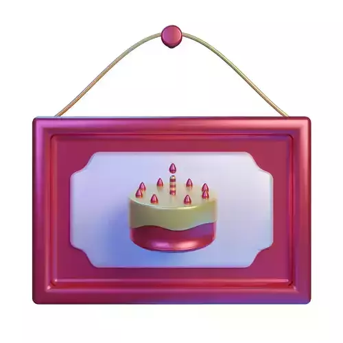 Picture 3D Model birthday cake hanging on wall