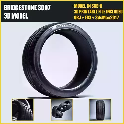 Bridgestone Potenza S007 Low-poly 3D model