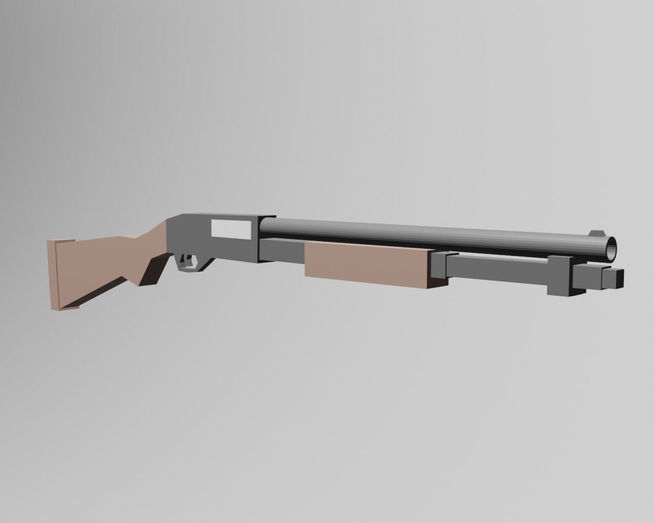 Lowpoly Shotgun Low-poly 3D model_1