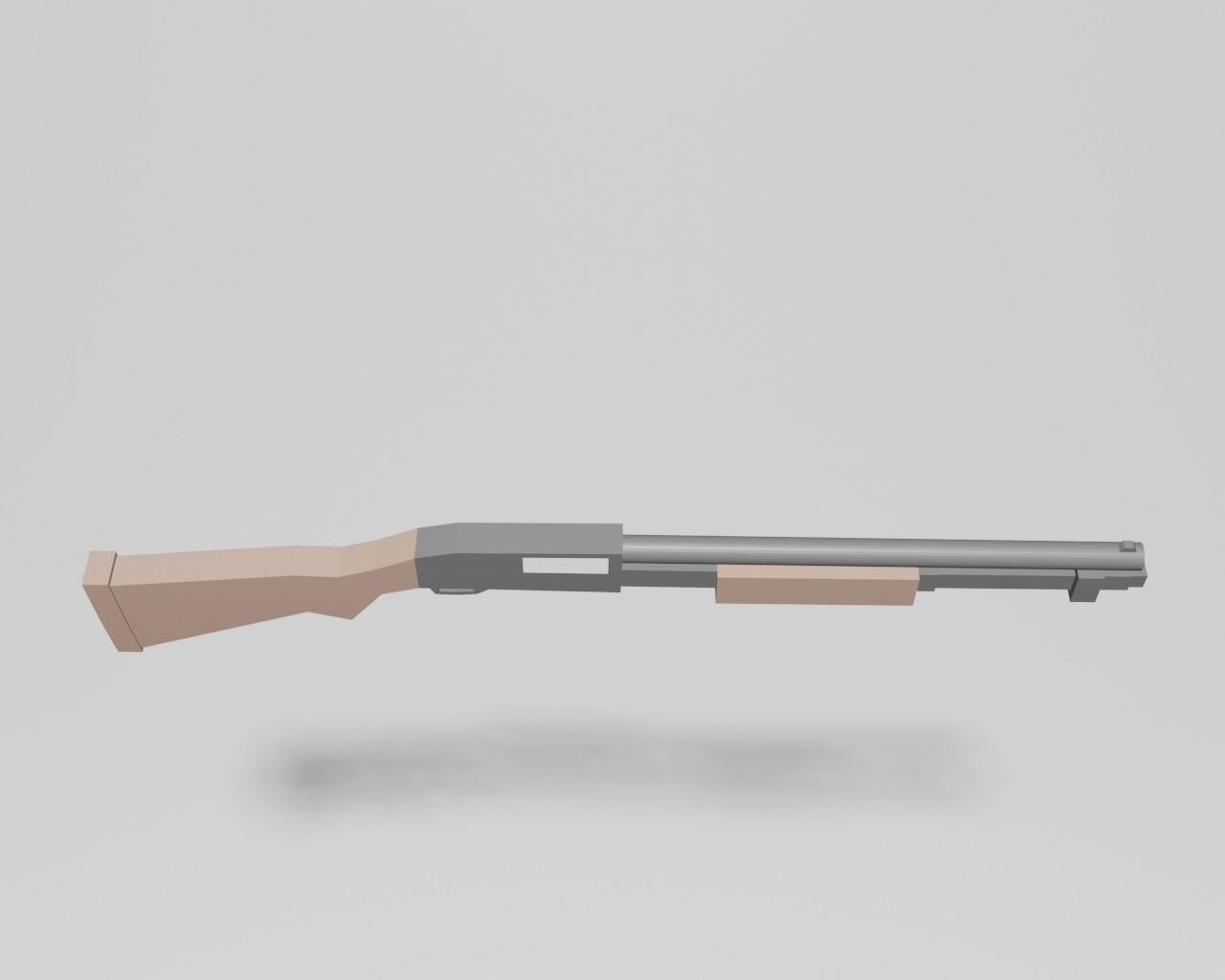 Lowpoly Shotgun Low-poly 3D model_3