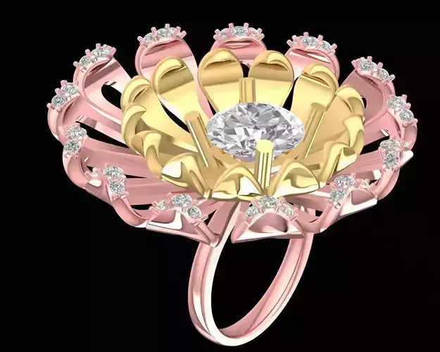 luxury asian diamond flower ring 3115