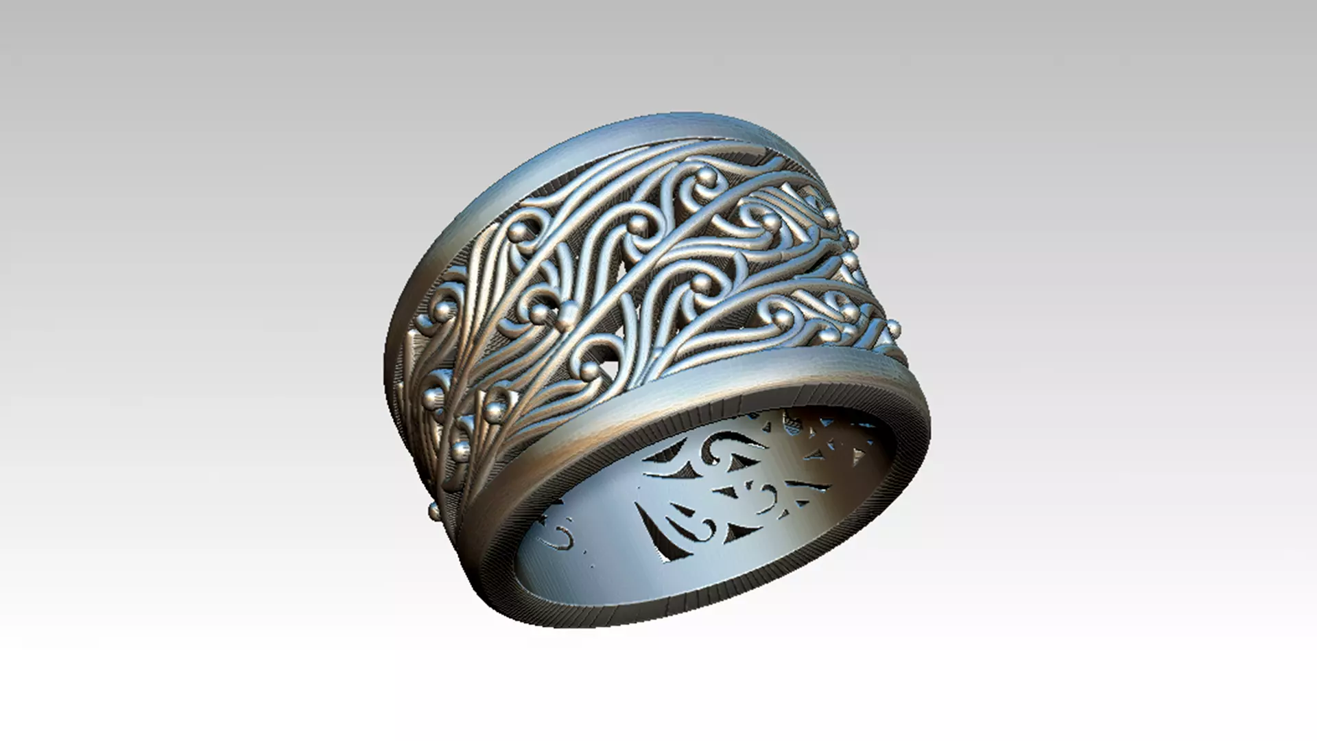 Chinos silver ring with intricate design 3D print model_0