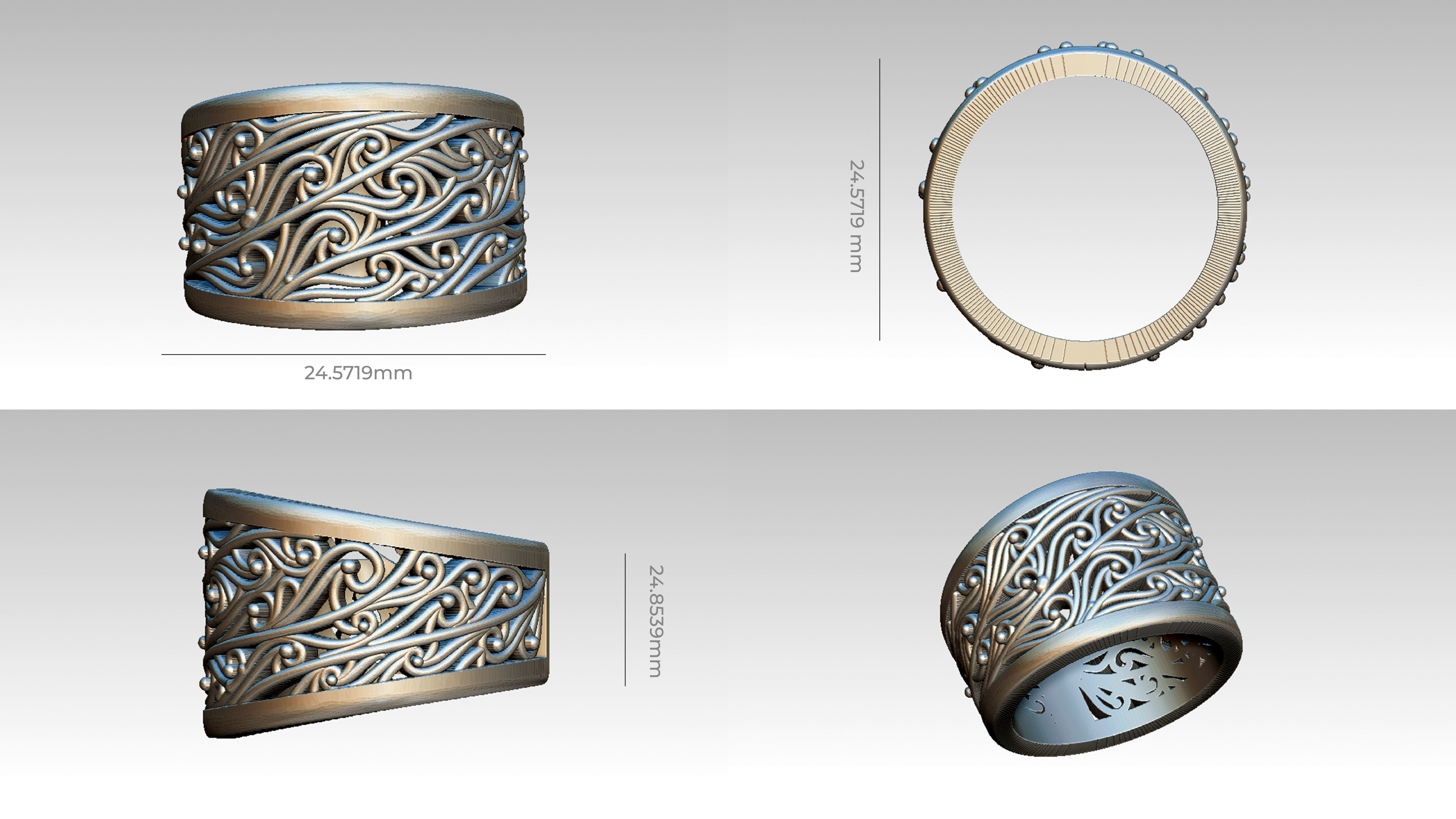 Chinos silver ring with intricate design 3D print model_4
