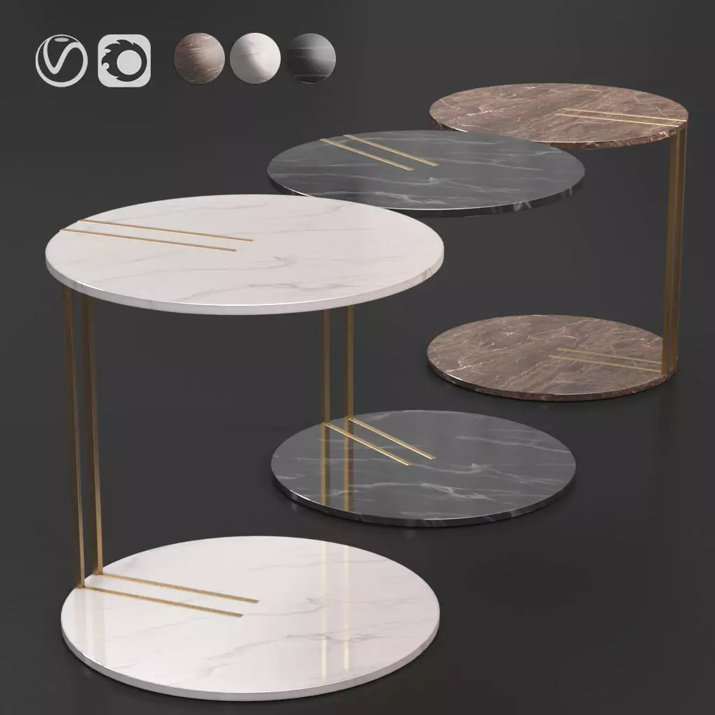Stone and Gold Italy Side Coffee Table Free 3D model