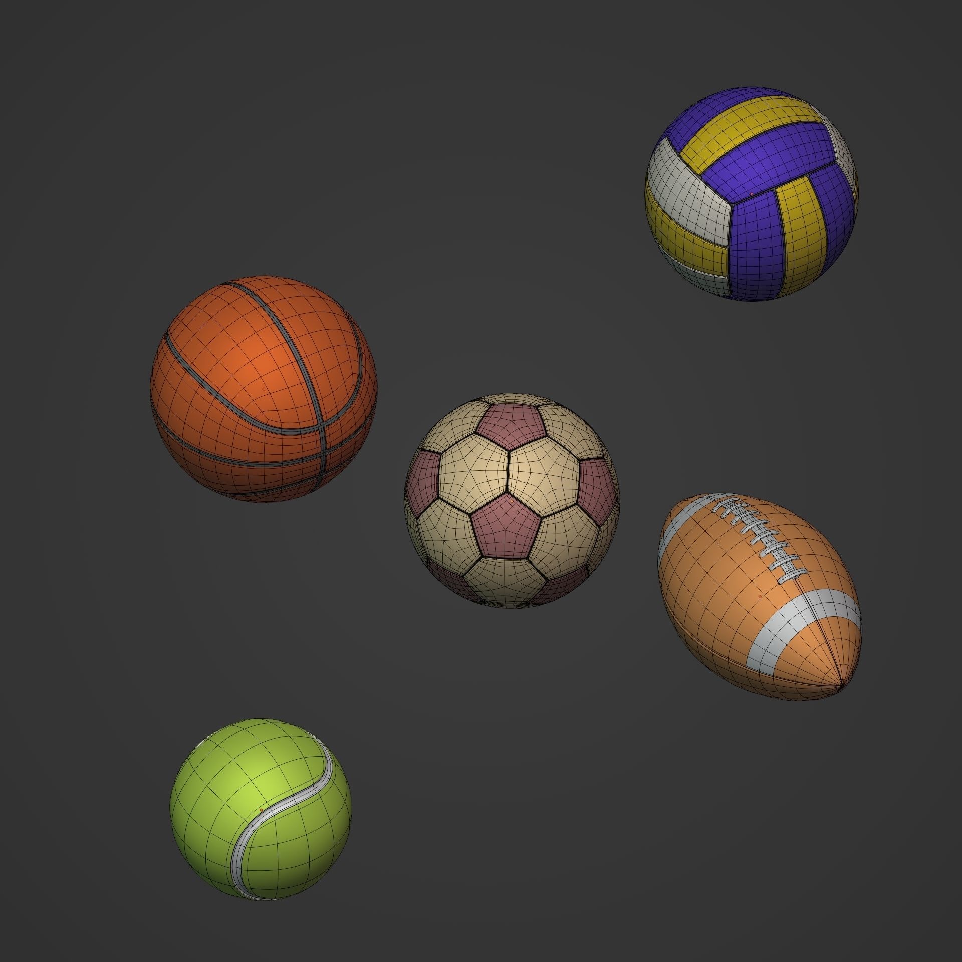 Balls Pack Low-poly 3D model_10