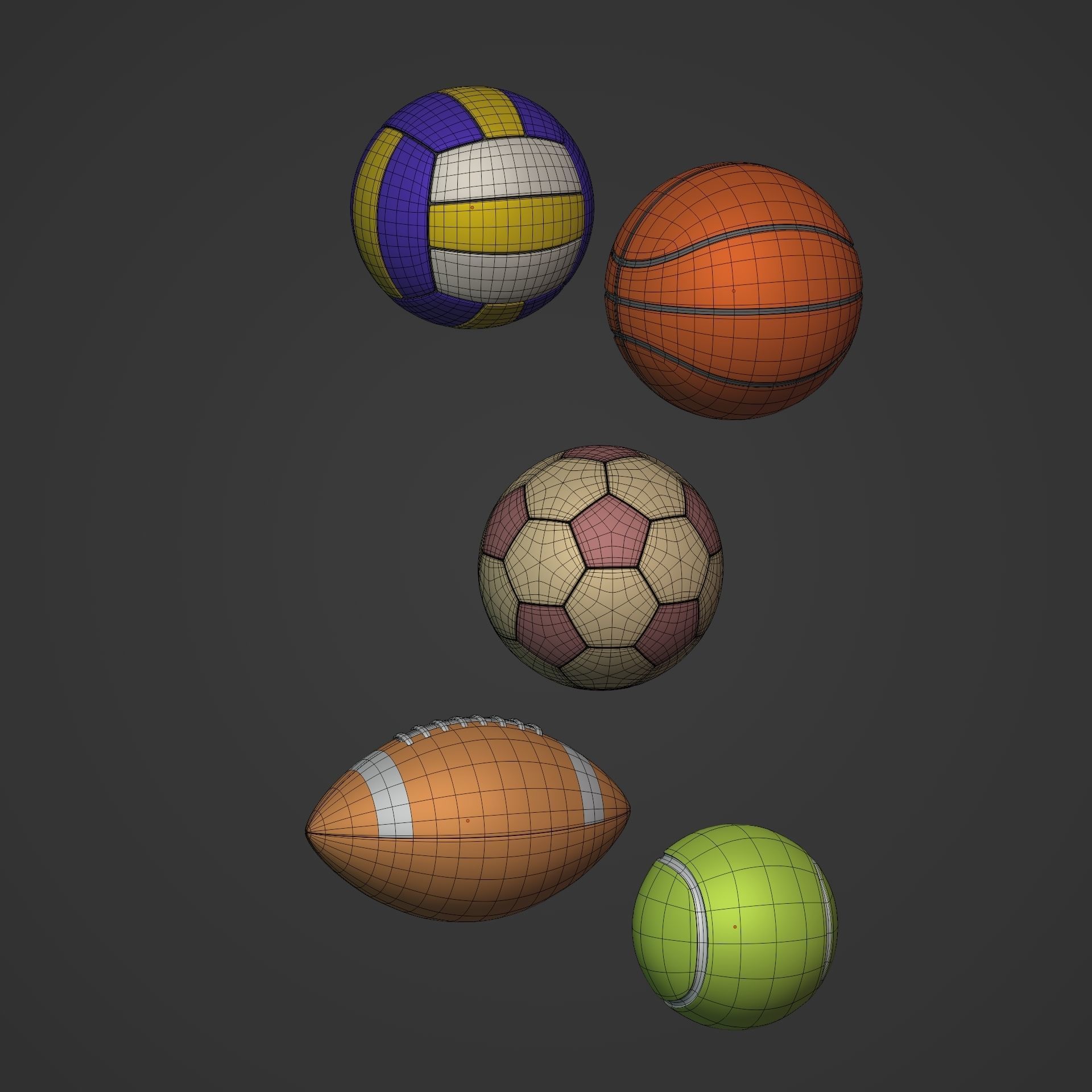 Balls Pack Low-poly 3D model_6