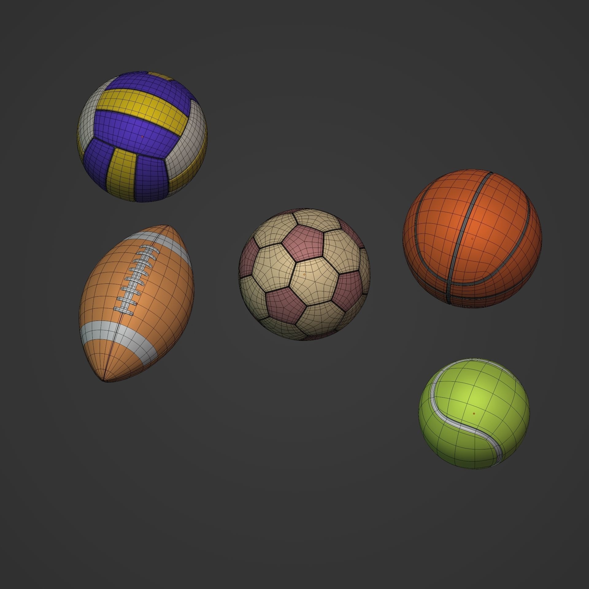 Balls Pack Low-poly 3D model_8