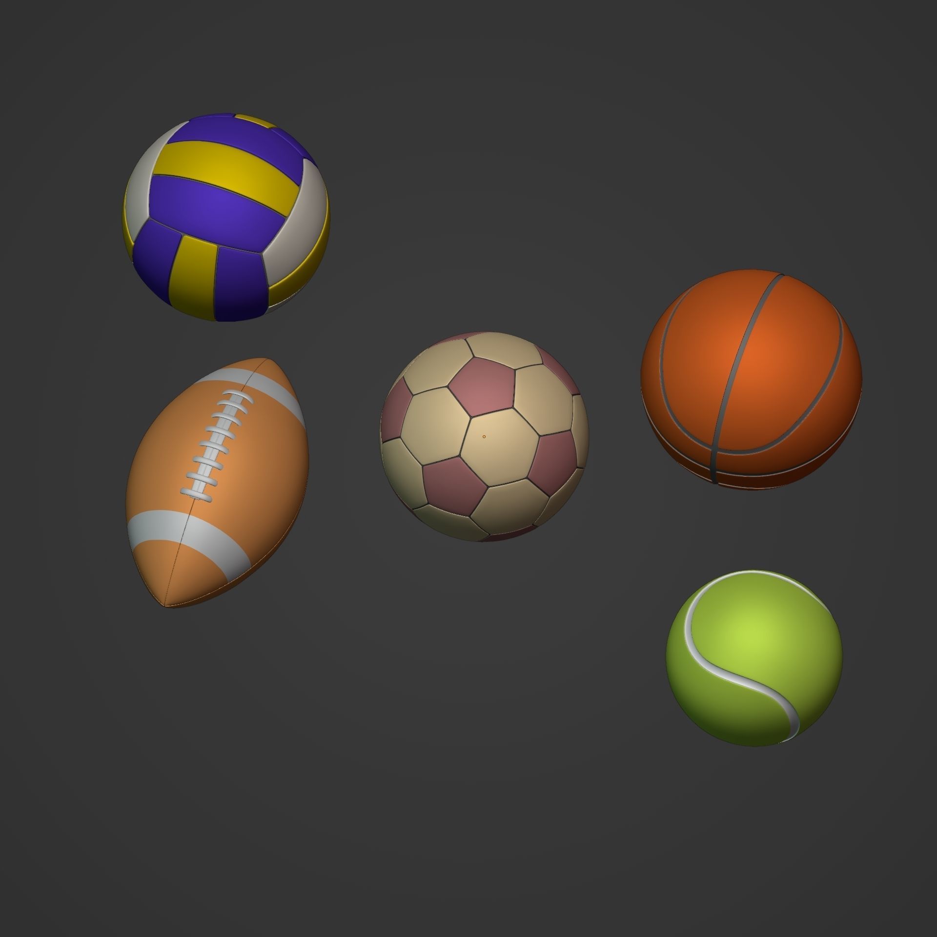 Balls Pack Low-poly 3D model_7