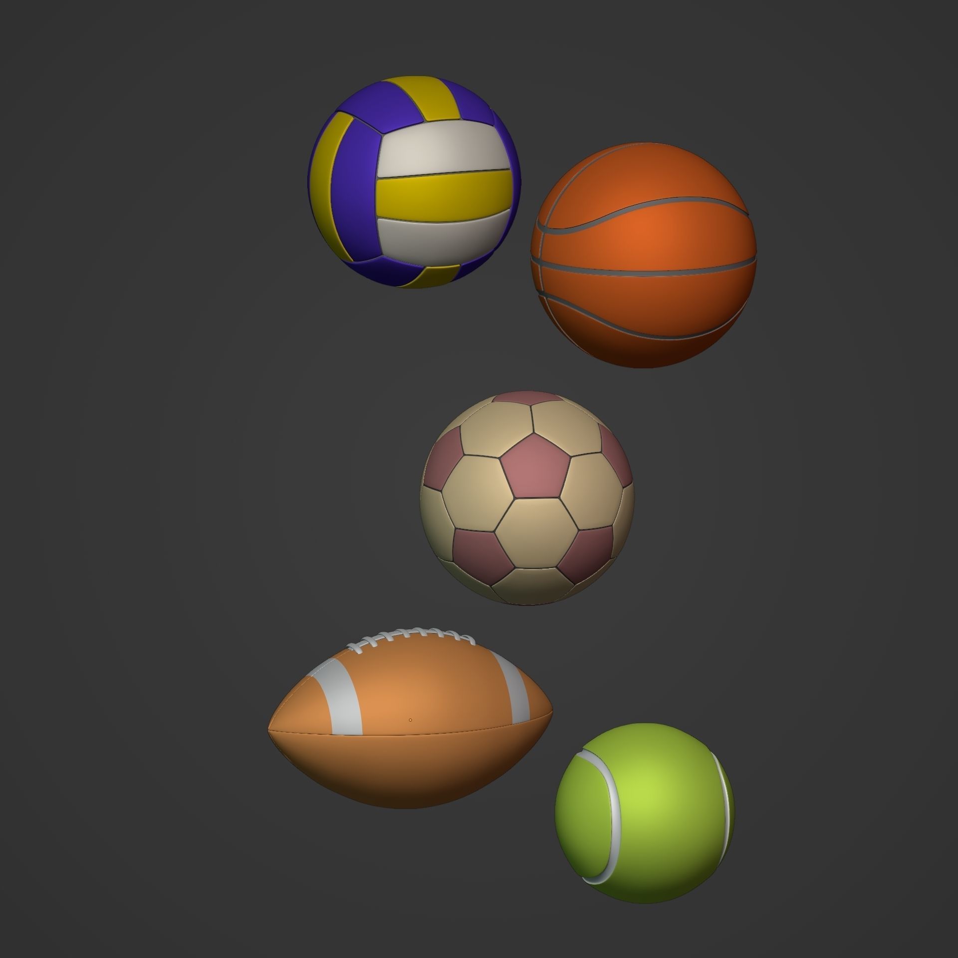 Balls Pack Low-poly 3D model_5