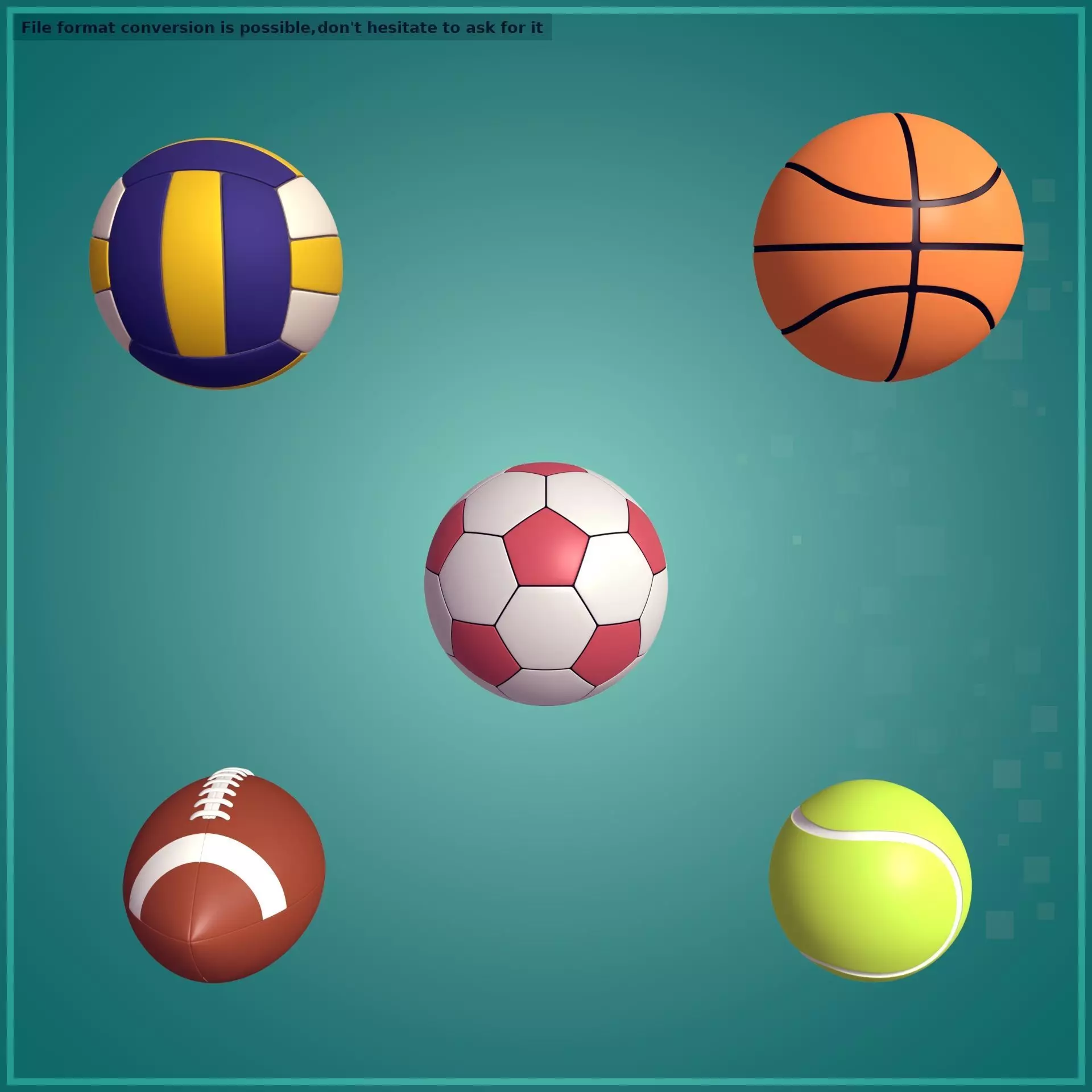 Balls Pack Low-poly 3D model_0