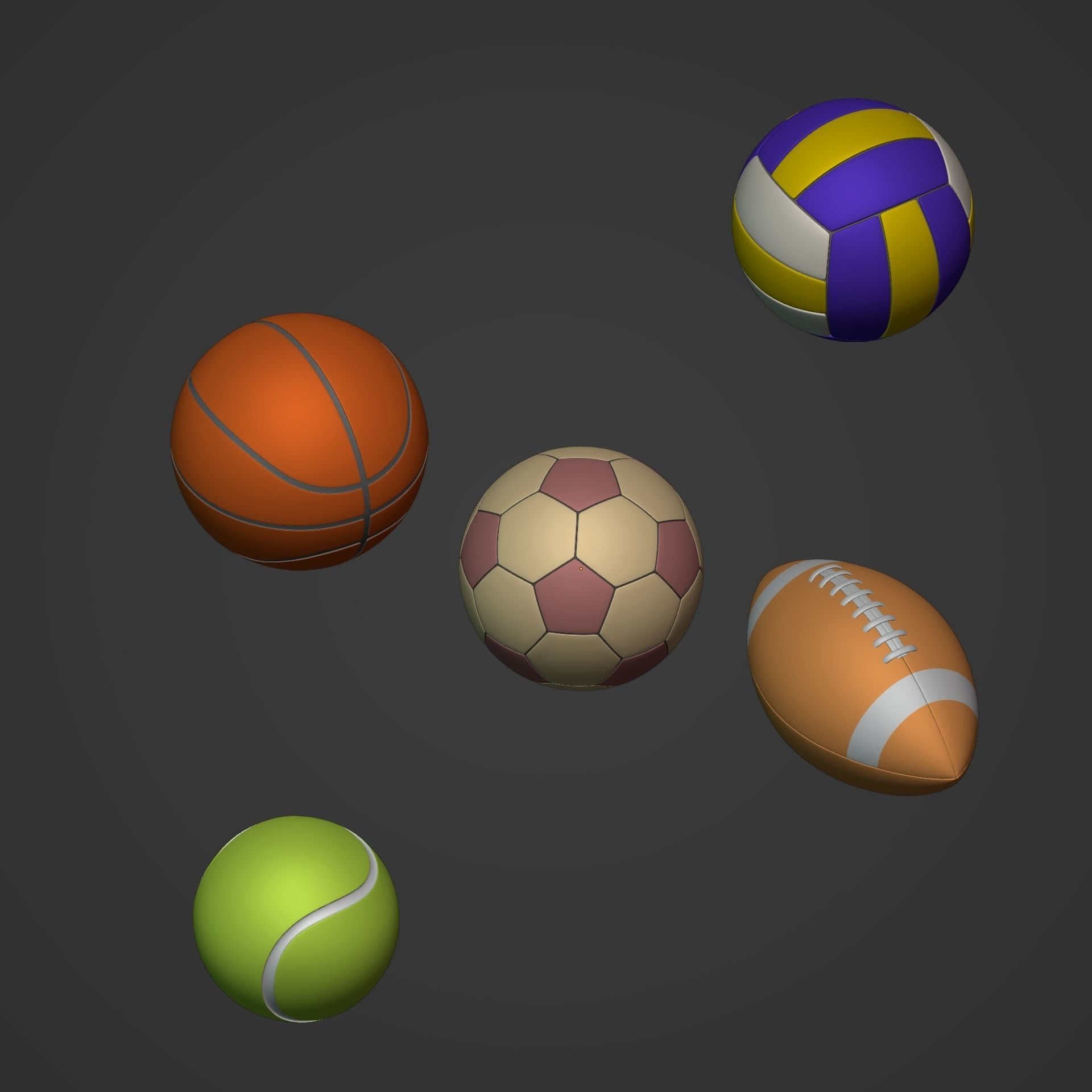 Balls Pack Low-poly 3D model_9