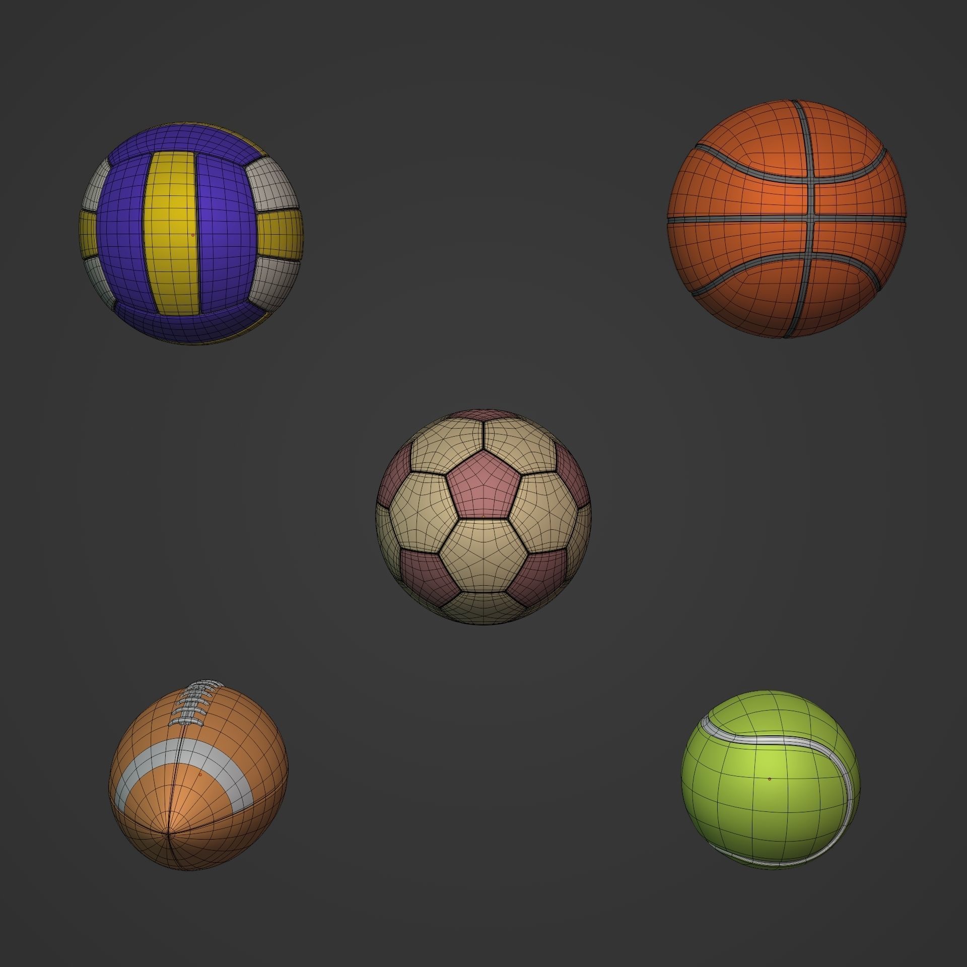 Balls Pack Low-poly 3D model_2