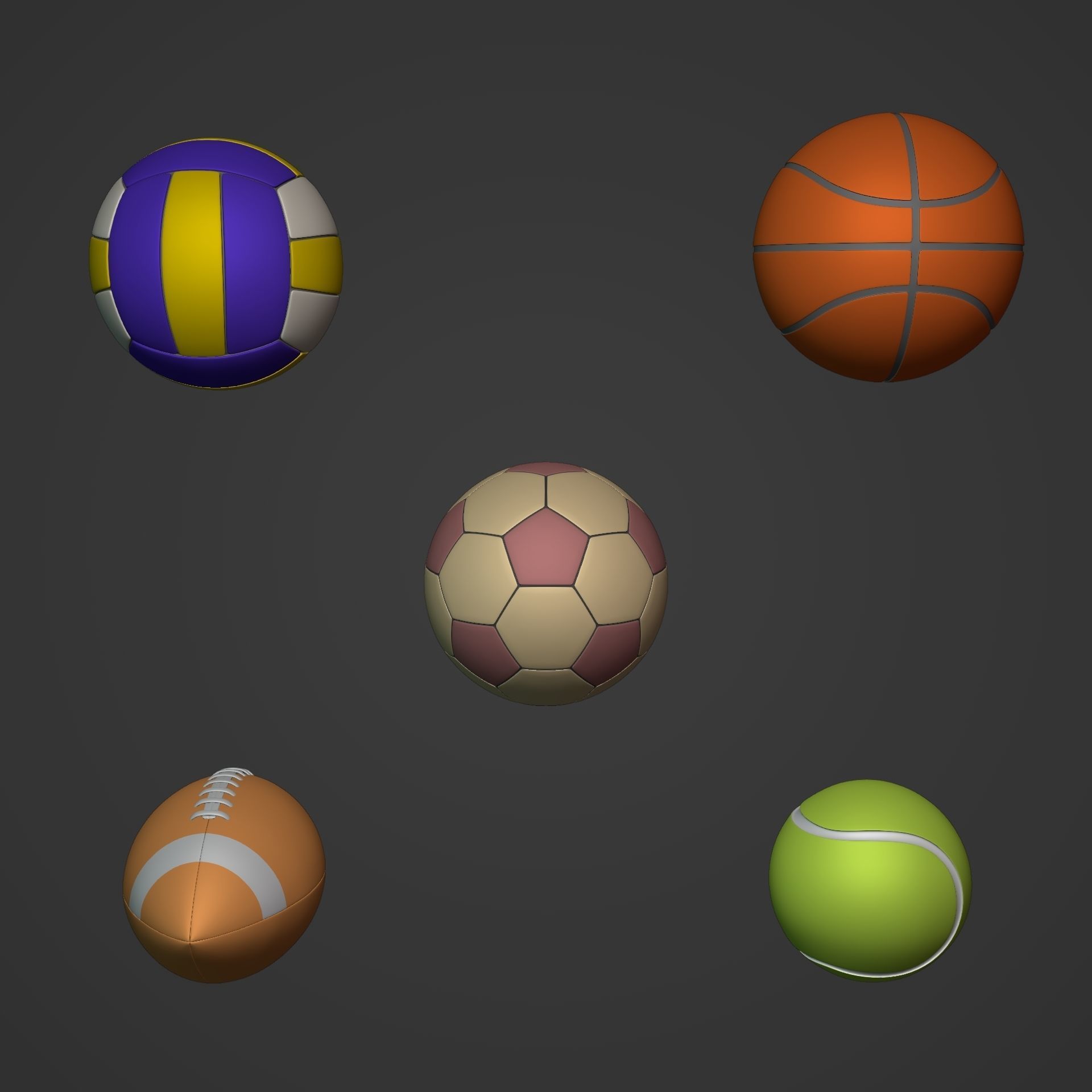 Balls Pack Low-poly 3D model_1