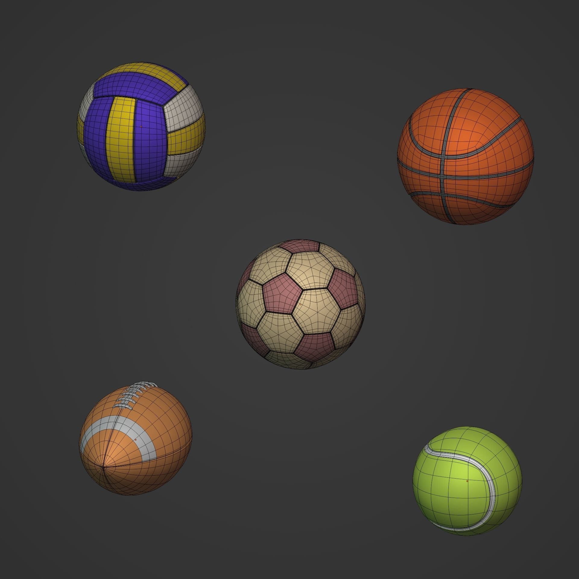 Balls Pack Low-poly 3D model_4