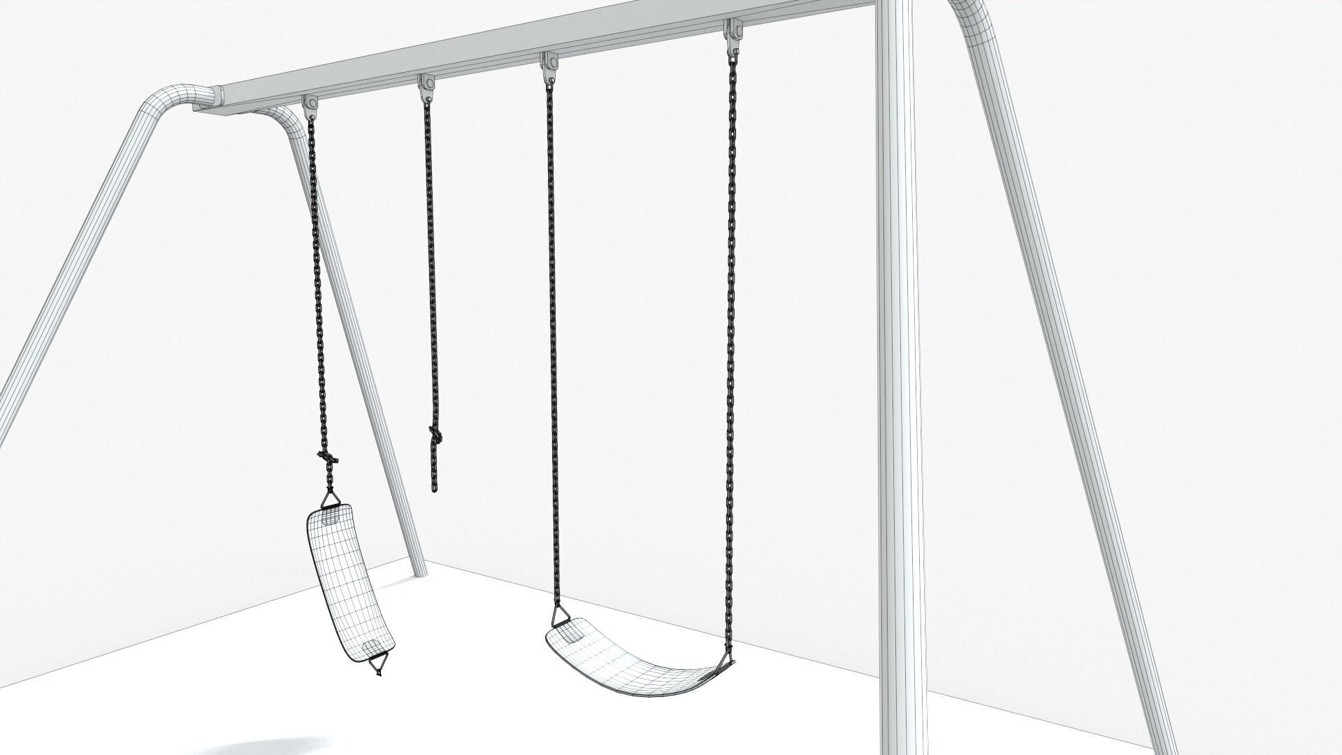 Swing Set Low-poly 3D model_7