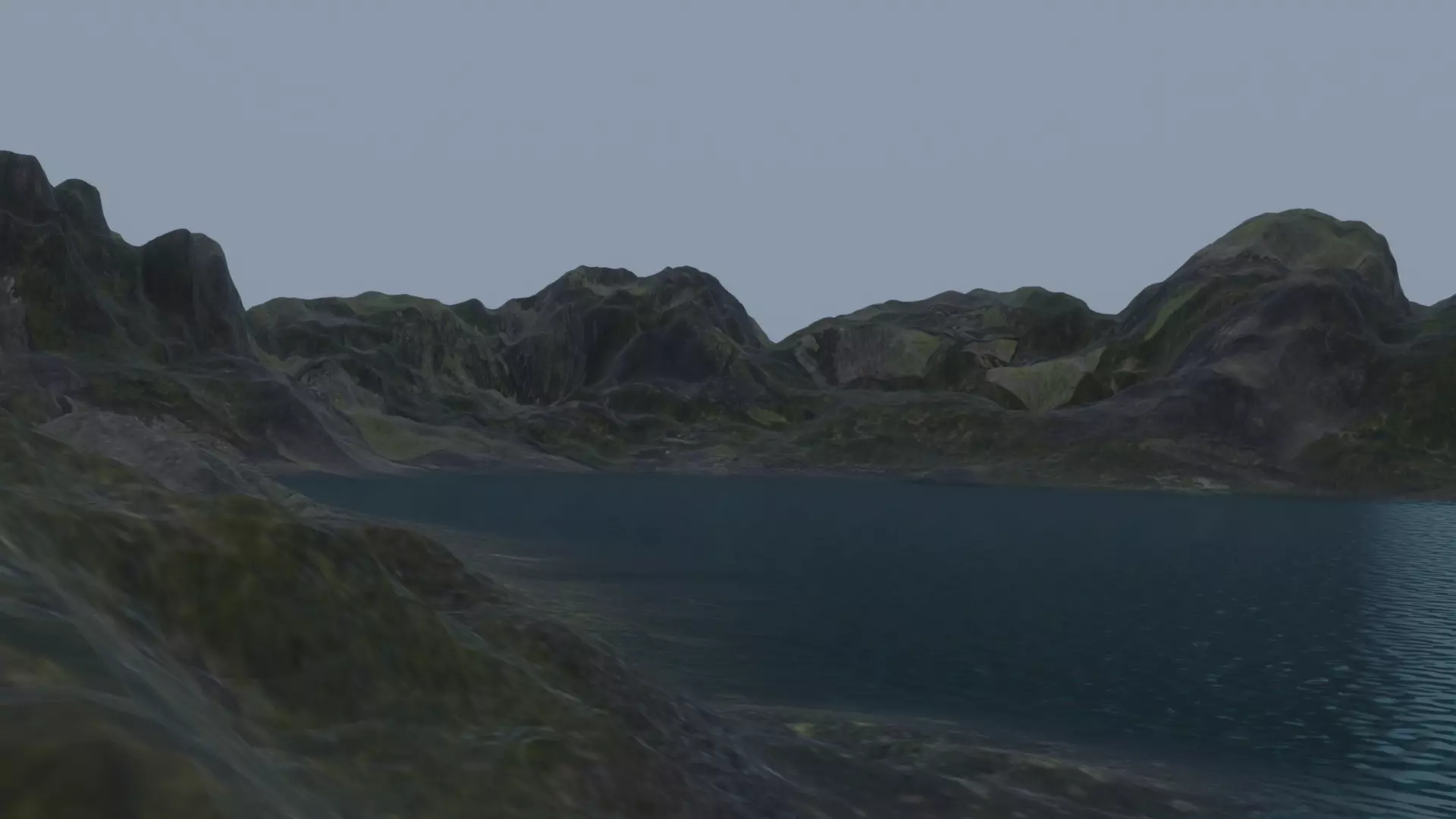 Island 3d model lake in mountains 3D model_0