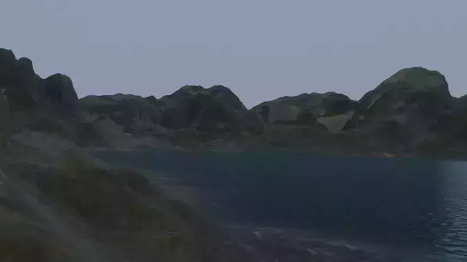 Island 3d model lake in mountains