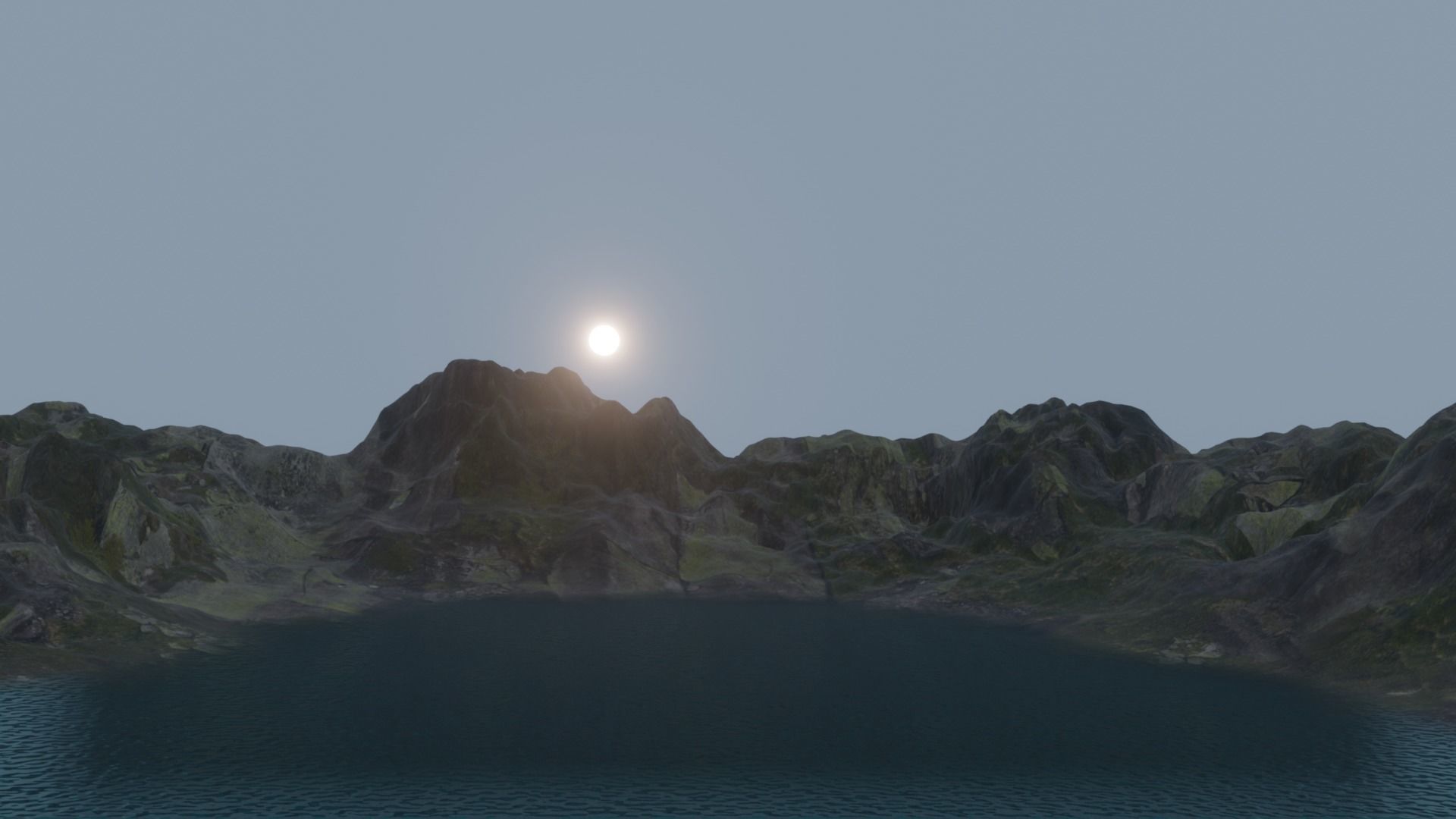 Island 3d model lake in mountains 3D model_3