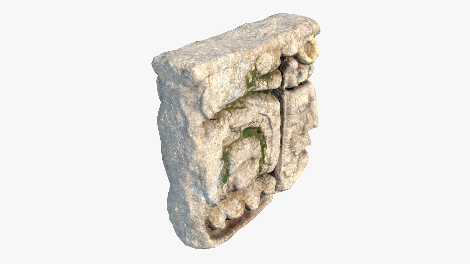 Mayan face ancient sculpture Low-poly 3D model_7