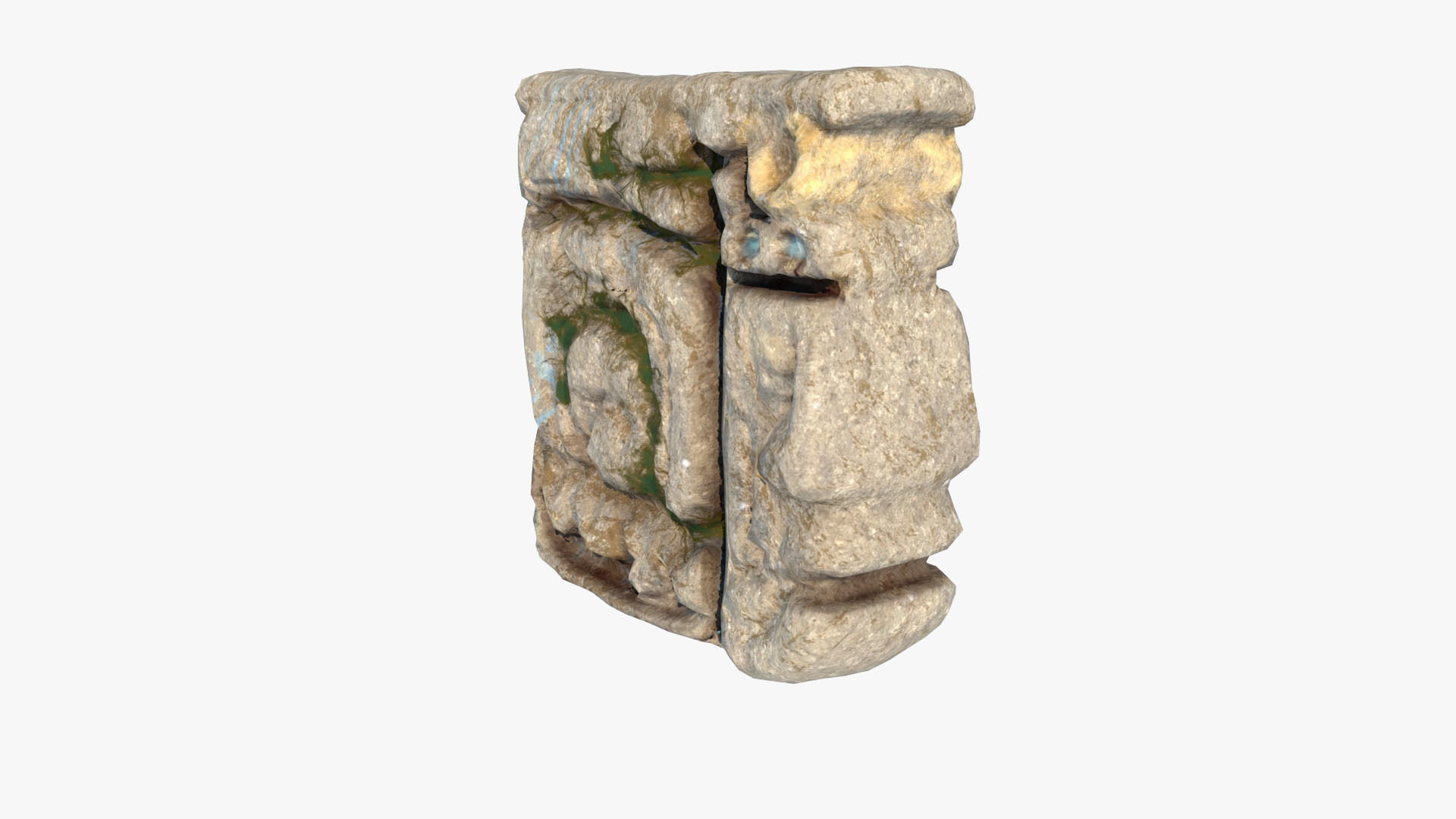 Mayan face ancient sculpture Low-poly 3D model_2