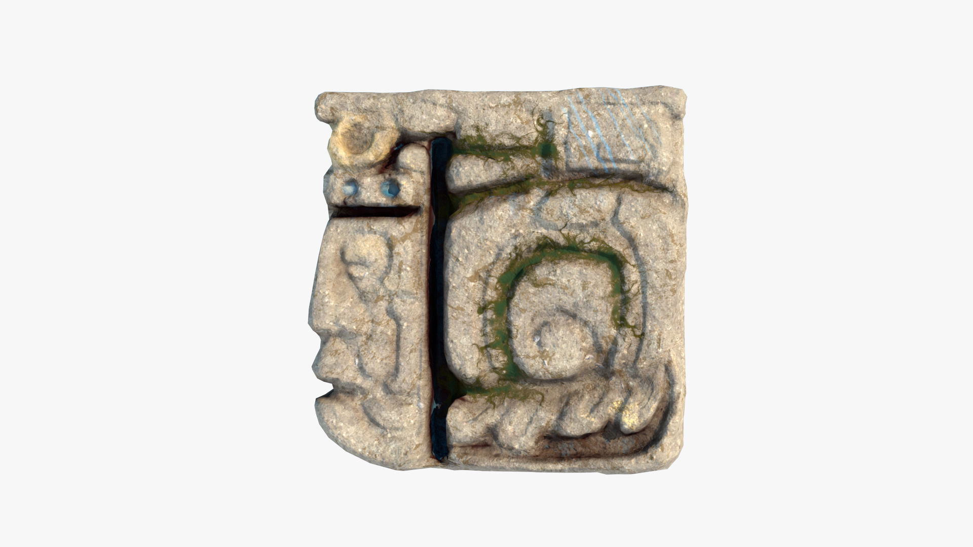 Mayan face ancient sculpture Low-poly 3D model_4