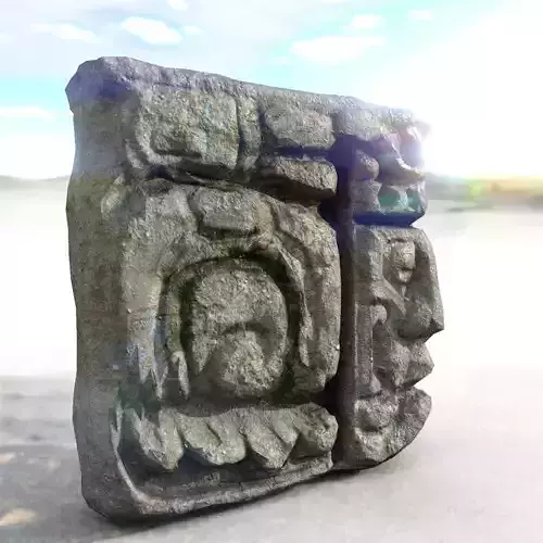 Mayan face ancient sculpture Low-poly 3D model